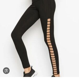 Victoria's Secret Sport Black Knockout Leggings With Side Cutouts - Size Small